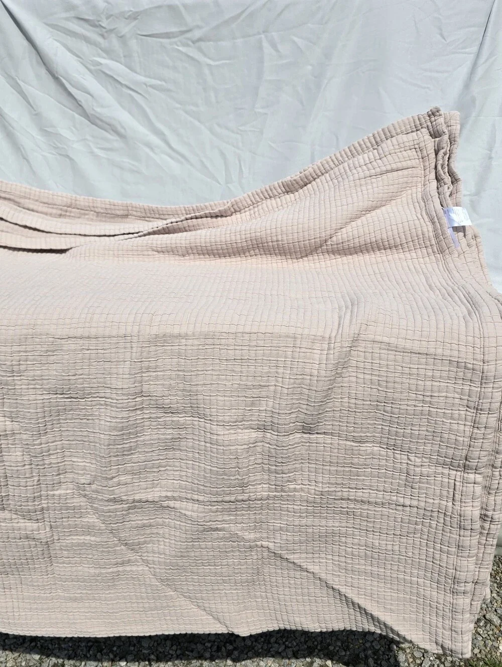 Quince King Ribbed Organic Cotton Coverlet Sham Set SAND DISCONTINUED COLOR
